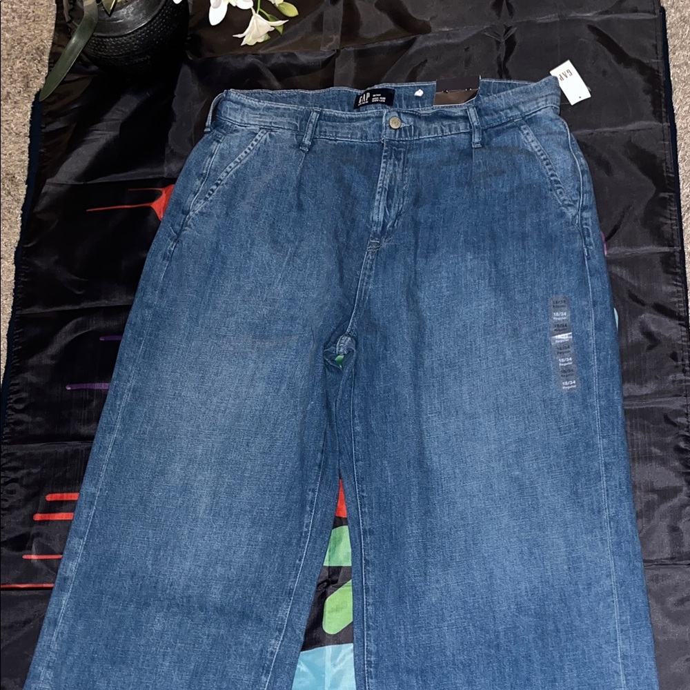 New GAP Wide-Leg Denim Jeans Size 18/34R - Picture 4 of 9
